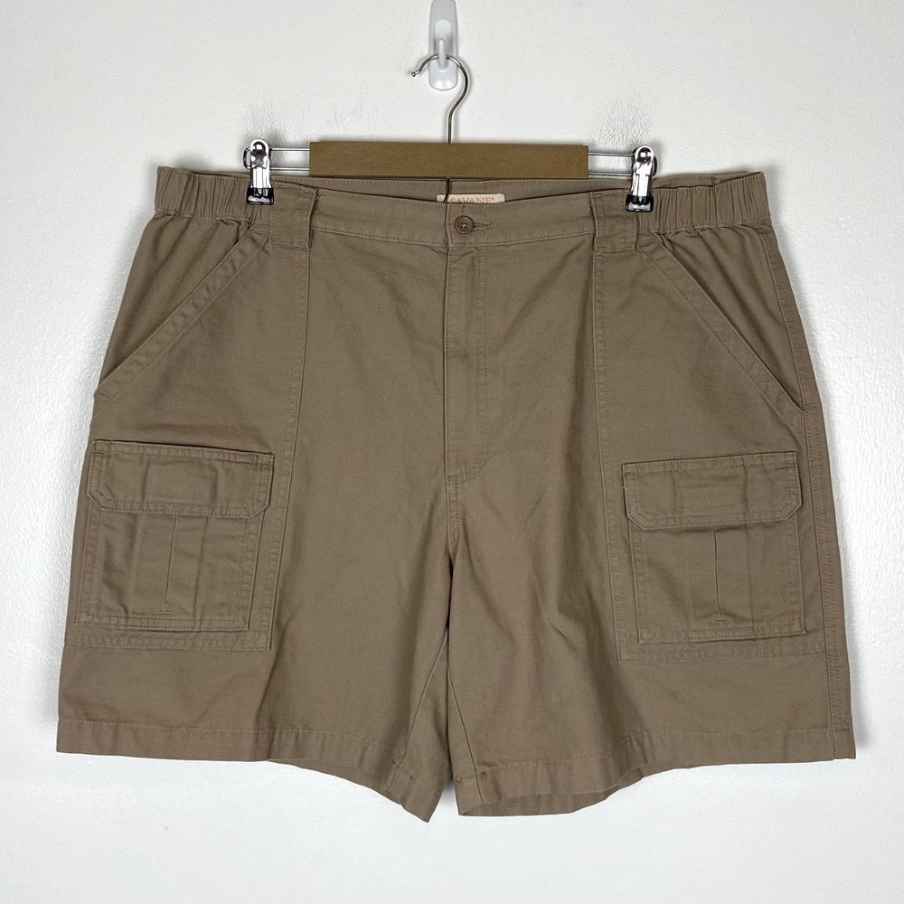 Savane Men’s Hiking Cargo‎ Shorts Size 42 Tan Outdoor Utility Elastic Waist